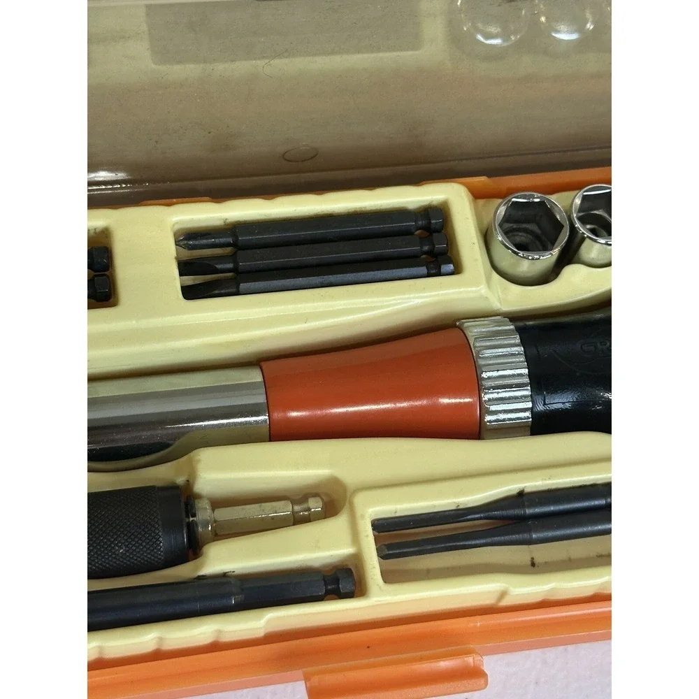 Vintage Tool Kit Screwdriver Rachet Socket‎ Set (missing Few Pieces)